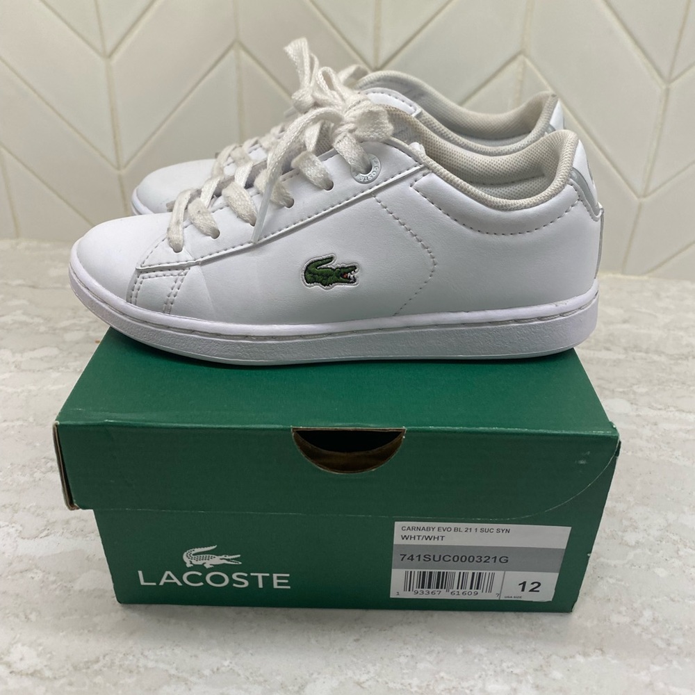 Lacoste boys sneakers size 12 white